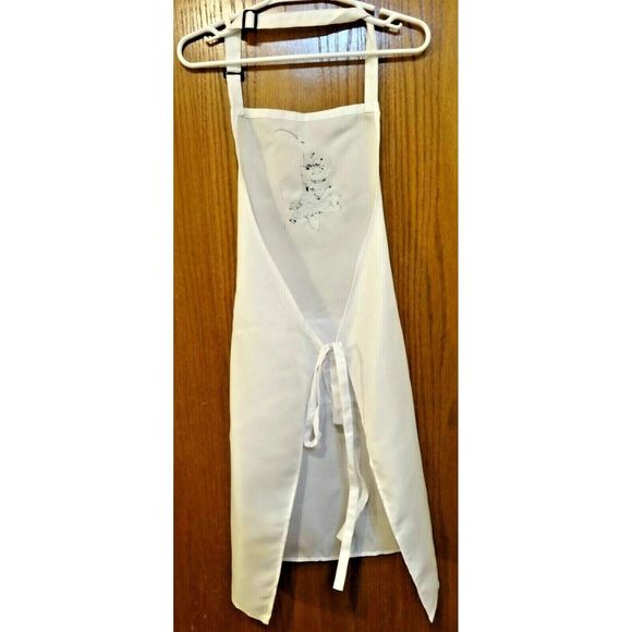 Fisherman on Dock Embroidered Apron Barbeque Front Pocket White Kitchen Gift NEW - Picture 3 of 3